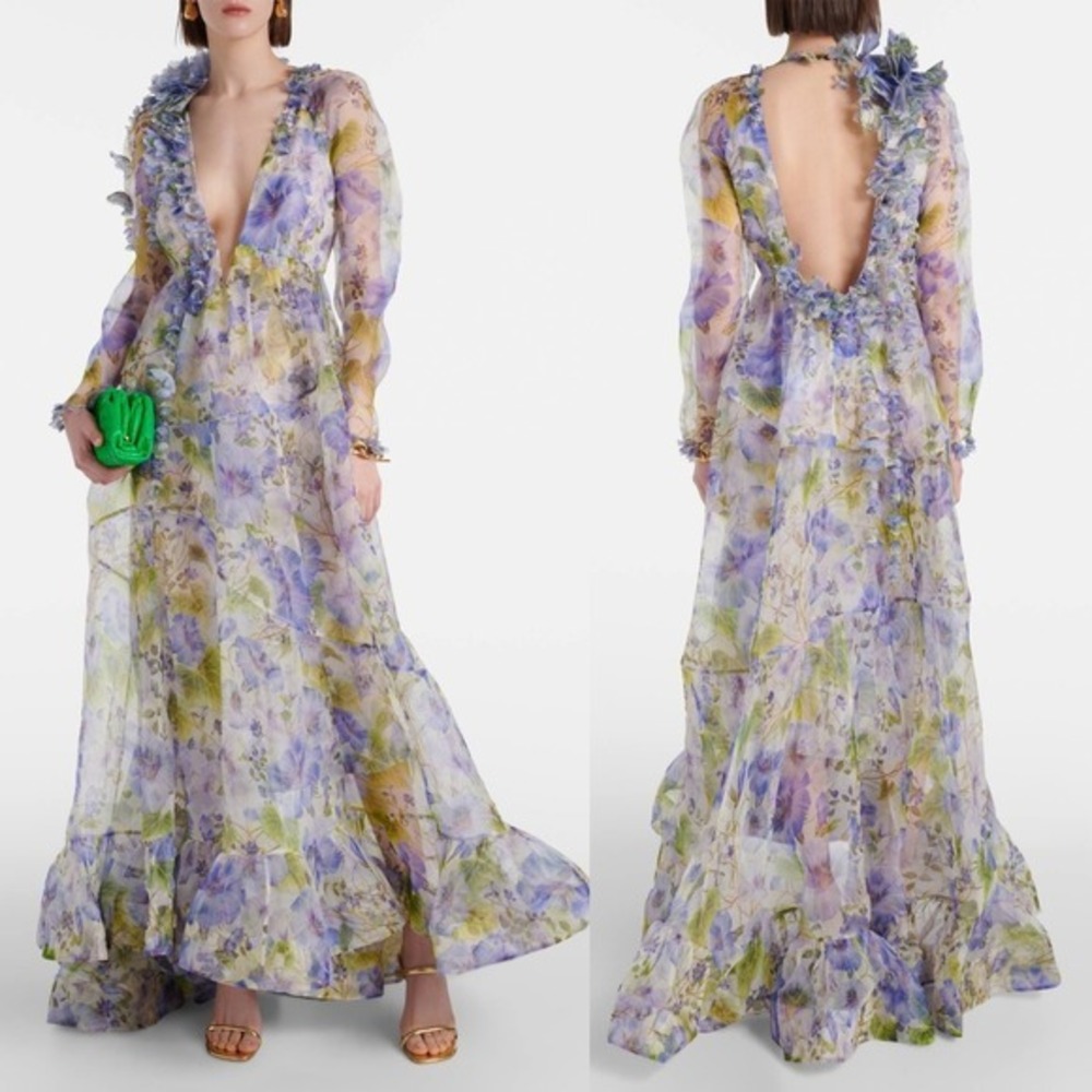 NWT Zimmermann Natura Flower Silk Organza Midi Dress $3,950 - Size XS / US 2P